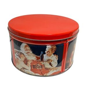 Vintage 90's Coca-Cola Christmas Santa Round Tin